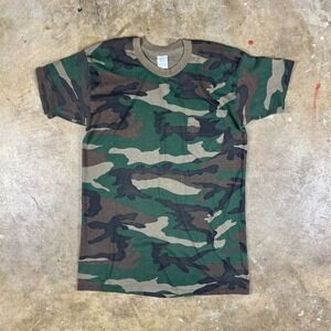 Vintage Camouflage Pocket T-Shirt Men's Large USA Made Duck Bay‎ Single Stitch